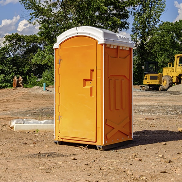how often are the portable restrooms cleaned and serviced during a rental period in Bryant IA